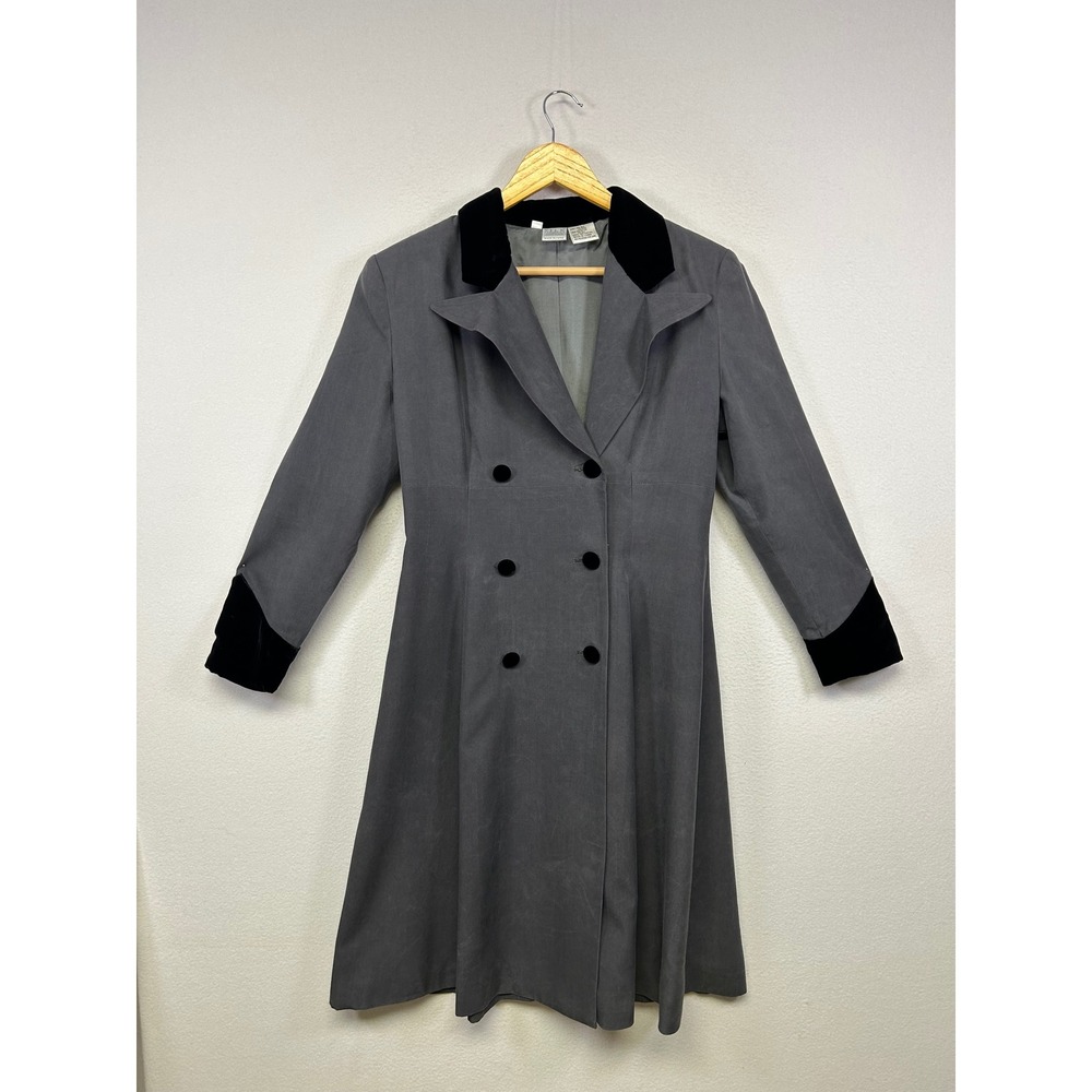 Luxury WinterSilks Silk Collection Women 10P Gray Silk Wool Velvet Coat Dress